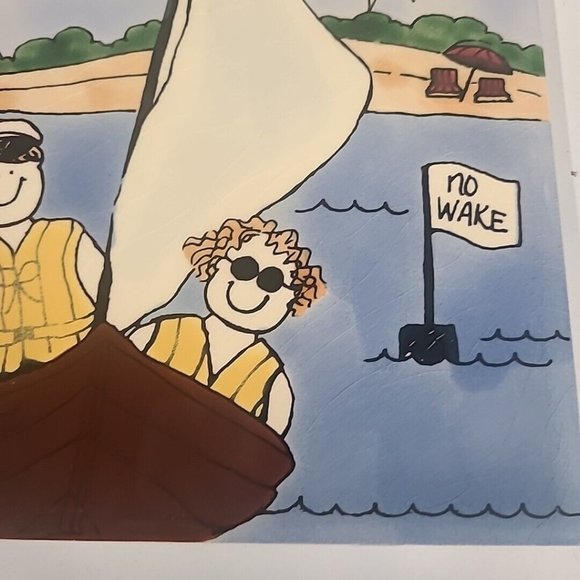 H&R Johnson Tiles Made In England Boat Summer Day Beach Decorative Tile Hanging - Picture 10 of 14